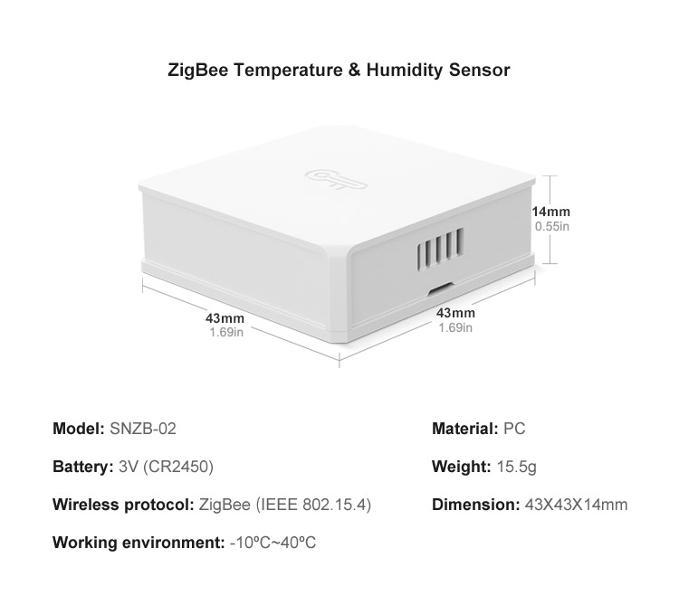 SONOFF - Capteur de température et d'humidité Zigbee 3.0 - SNZB-02